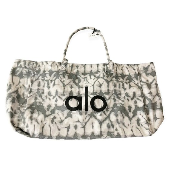 ALO Yoga Handbags - NWT ALO Grey Tie Dye Cotton Large Yoga Gym Pilates Bag Market Shopper Tote
